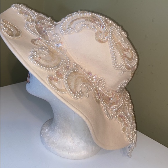 Gorgeous Pearl Embellished Ivory Church/Dress/Bridal Hat main image 4